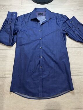 Sand Copenhagen Size 15/38 Mens Navy Button-Down Dress Shirt Slim Fit Very Nice